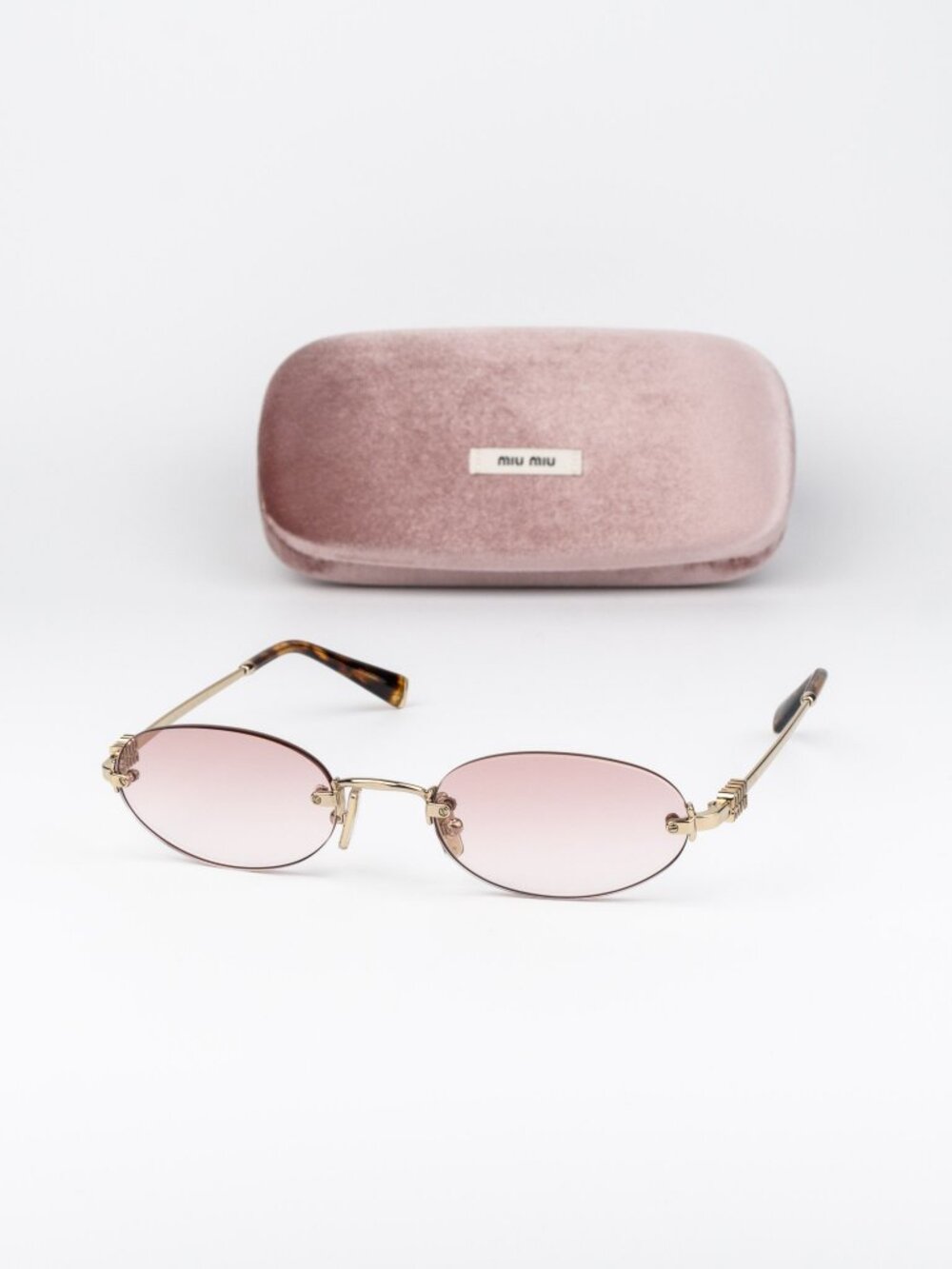 Miu Miu Women Sunglasses Gold Gradient Pink Oval MUA54S ZVN70O NEW AUTHENTIC
